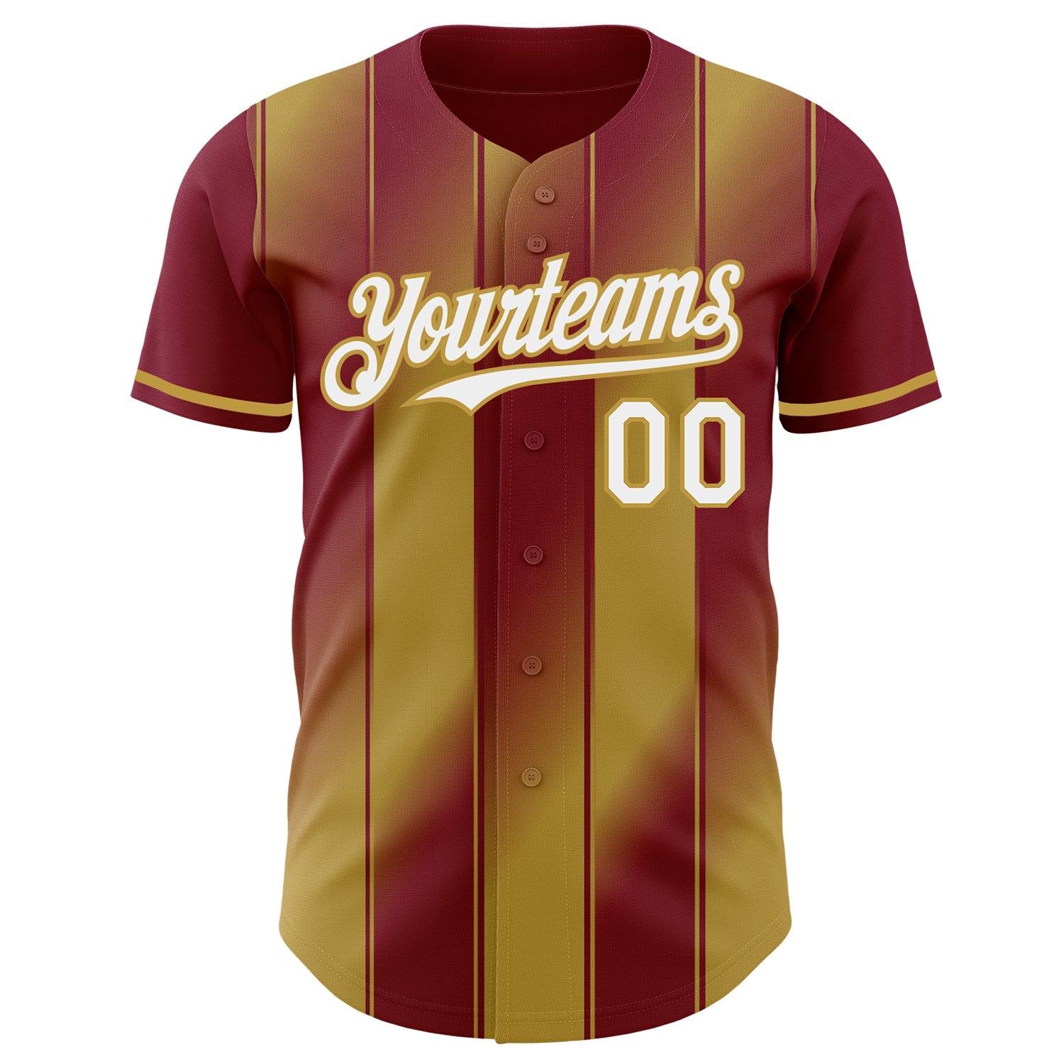 Custom Crimson White-Old Gold Gradient Classic Vertical Stripe Authentic Baseball Jersey view 2