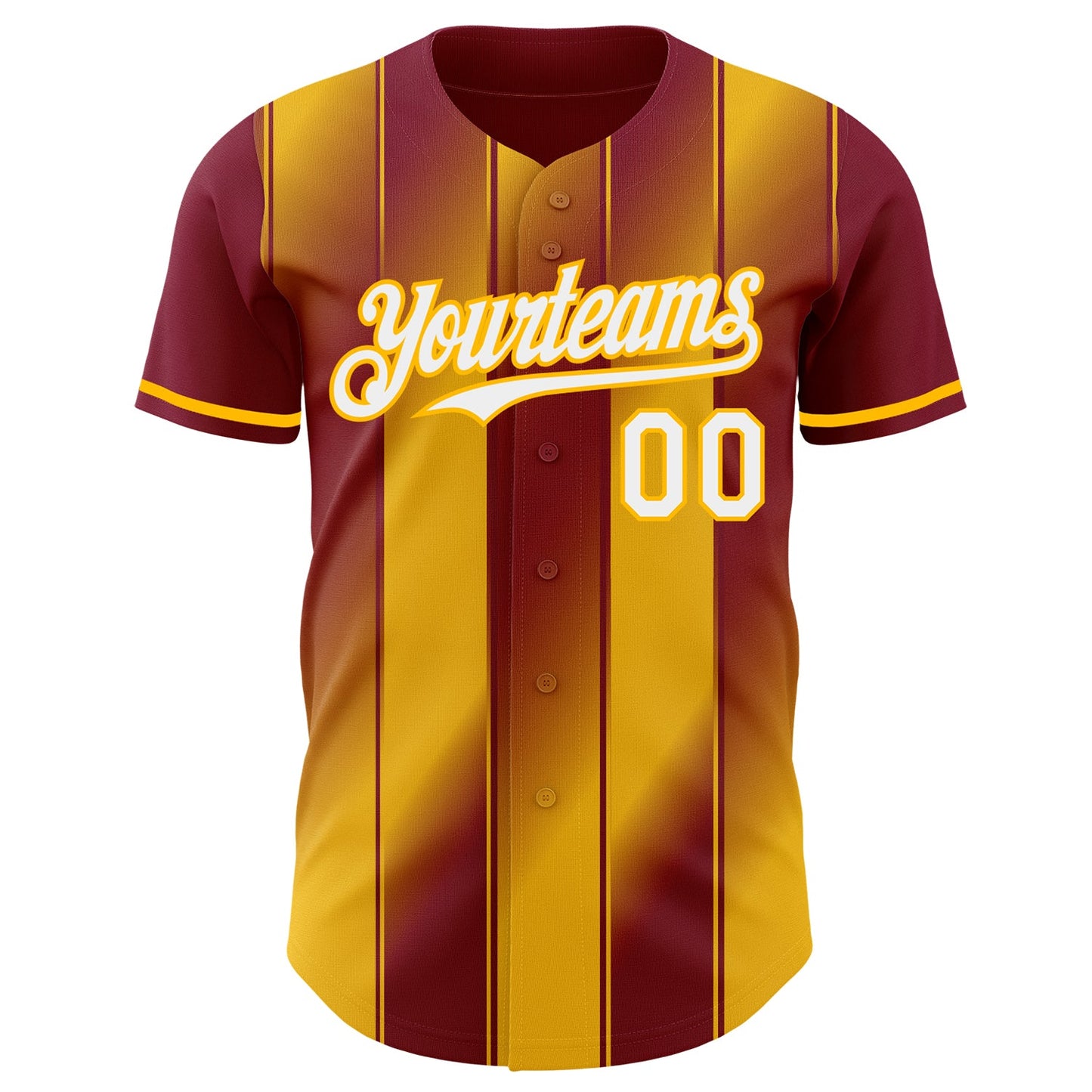 Custom Crimson White-Gold Gradient Classic Vertical Stripe Authentic Baseball Jersey view 2