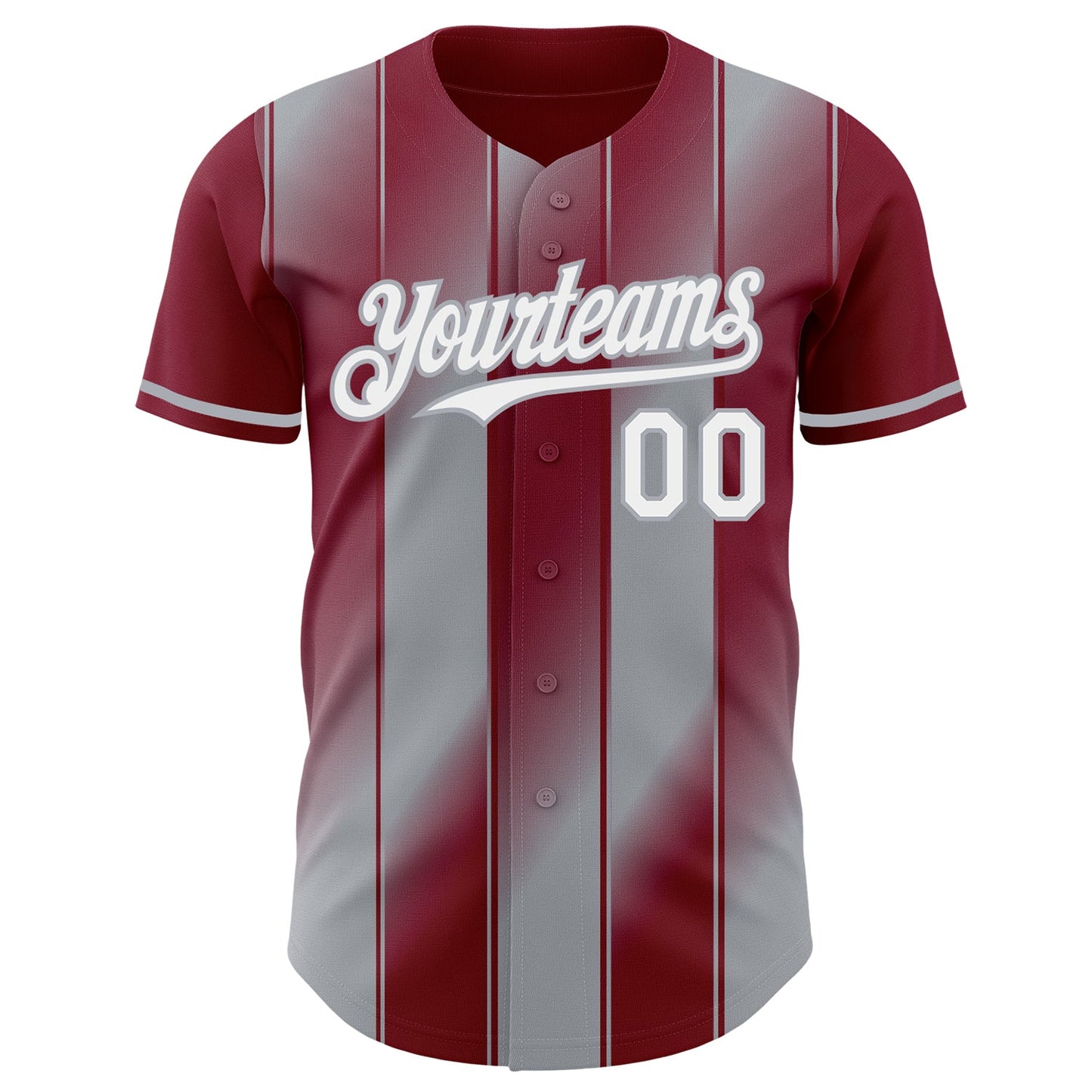 Custom Crimson White-Gray Gradient Classic Vertical Stripe Authentic Baseball Jersey view 2