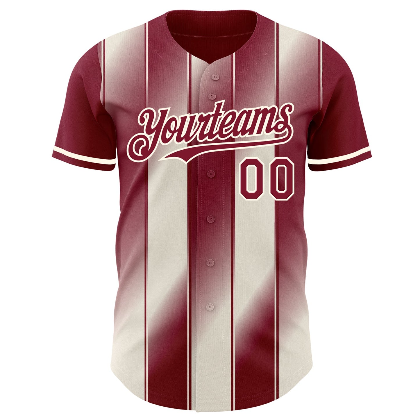 Custom Crimson Cream-Cream Gradient Classic Vertical Stripe Authentic Baseball Jersey view 2