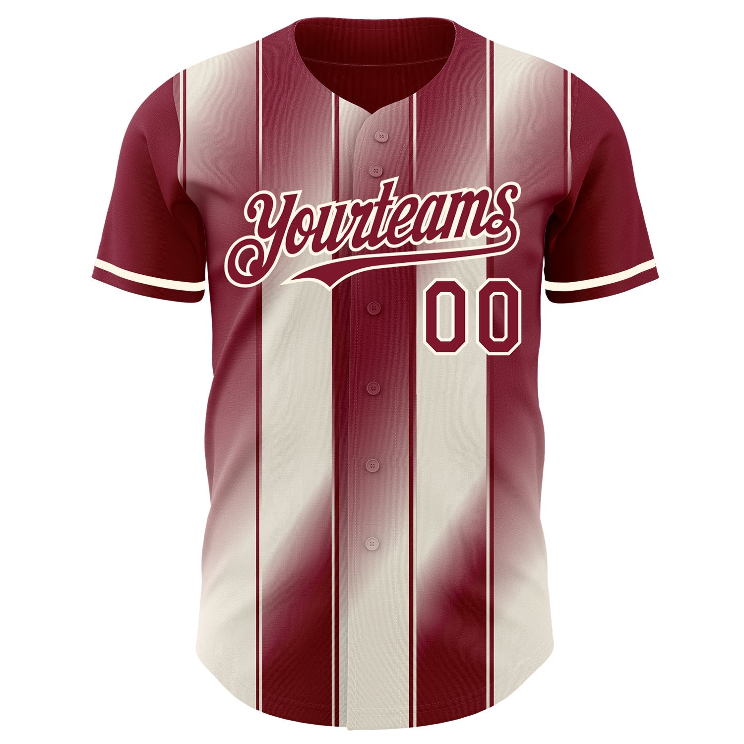Custom Crimson Cream-Cream Gradient Classic Vertical Stripe Authentic Baseball Jersey view 2