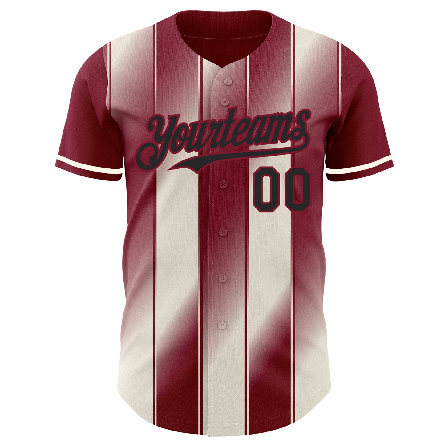 Custom Crimson Black-Cream Gradient Classic Vertical Stripe Authentic Baseball Jersey view 2