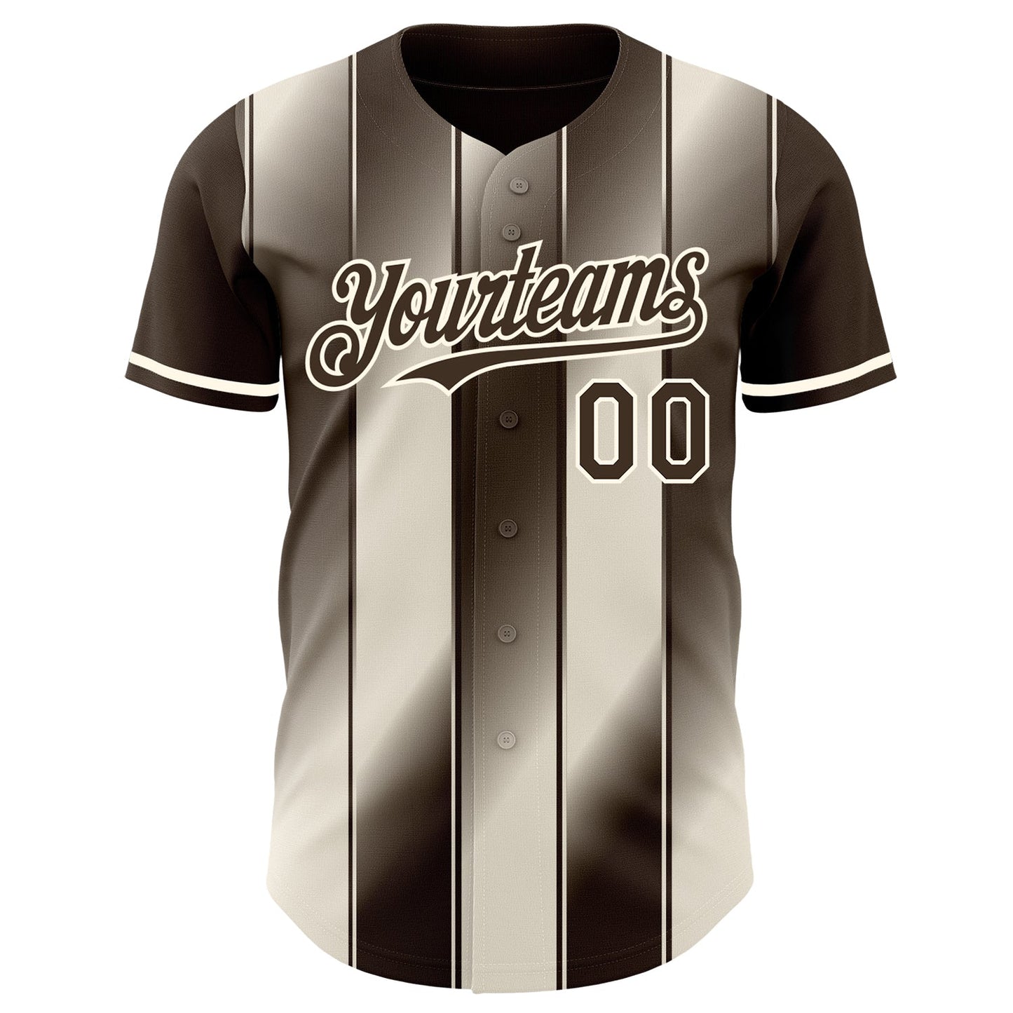 Custom Brown Cream-Cream Gradient Classic Vertical Stripe Authentic Baseball Jersey view 2