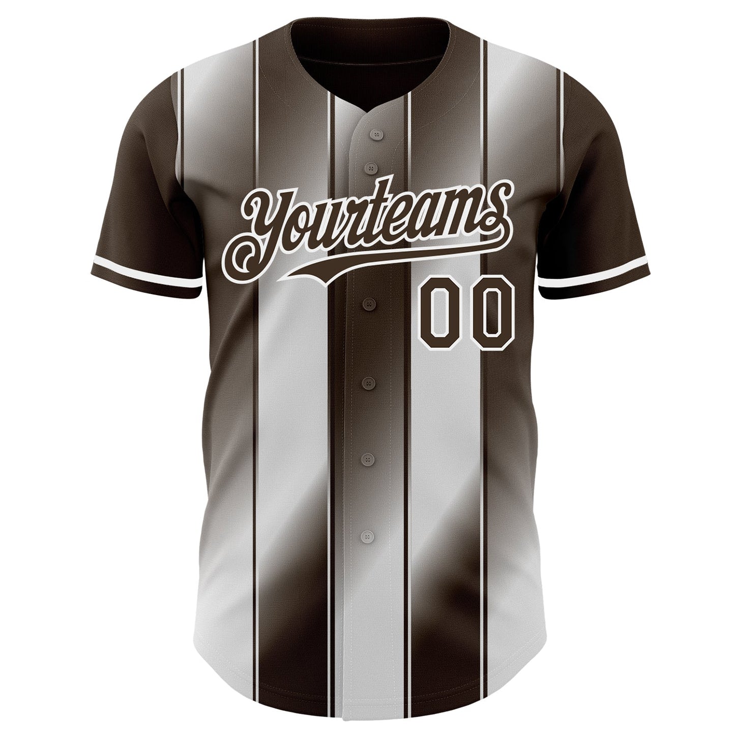 Custom Brown-White Gradient Classic Vertical Stripe Authentic Baseball Jersey view 2