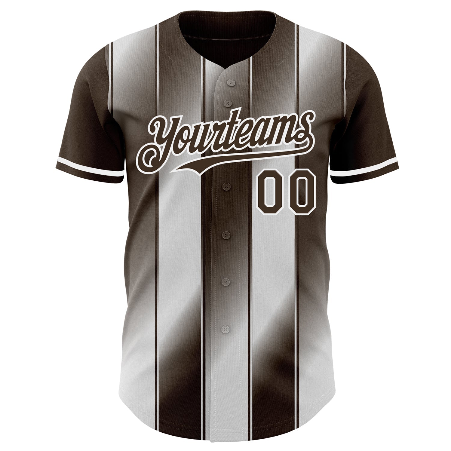 Custom Brown-White Gradient Classic Vertical Stripe Authentic Baseball Jersey view 2