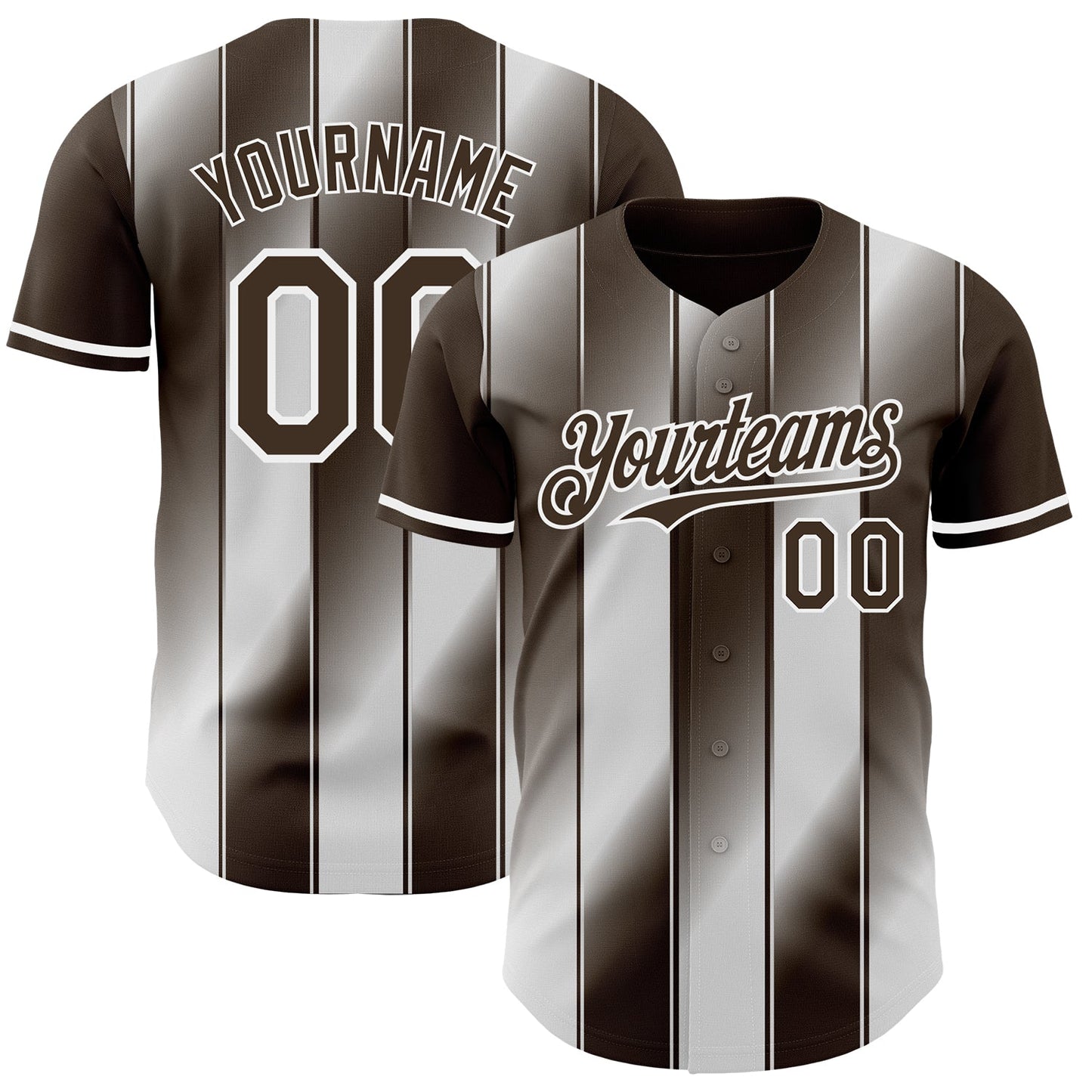 Custom Brown-White Gradient Classic Vertical Stripe Authentic Baseball Jersey - Main View
