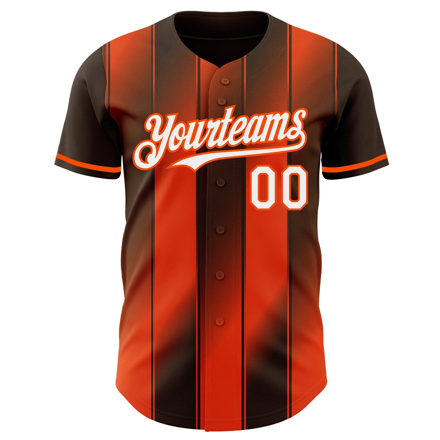 Custom Brown White-Orange Gradient Classic Vertical Stripe Authentic Baseball Jersey view 2