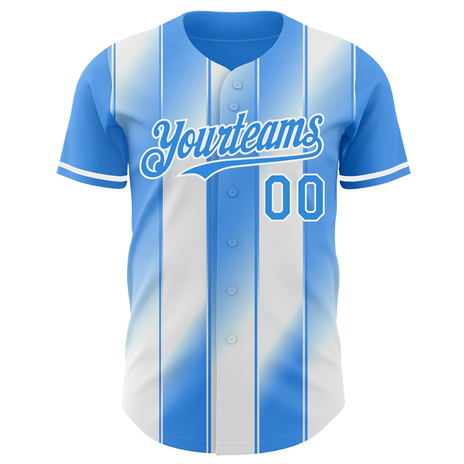 Custom Electric Blue-White Gradient Classic Vertical Stripe Authentic Baseball Jersey view 2