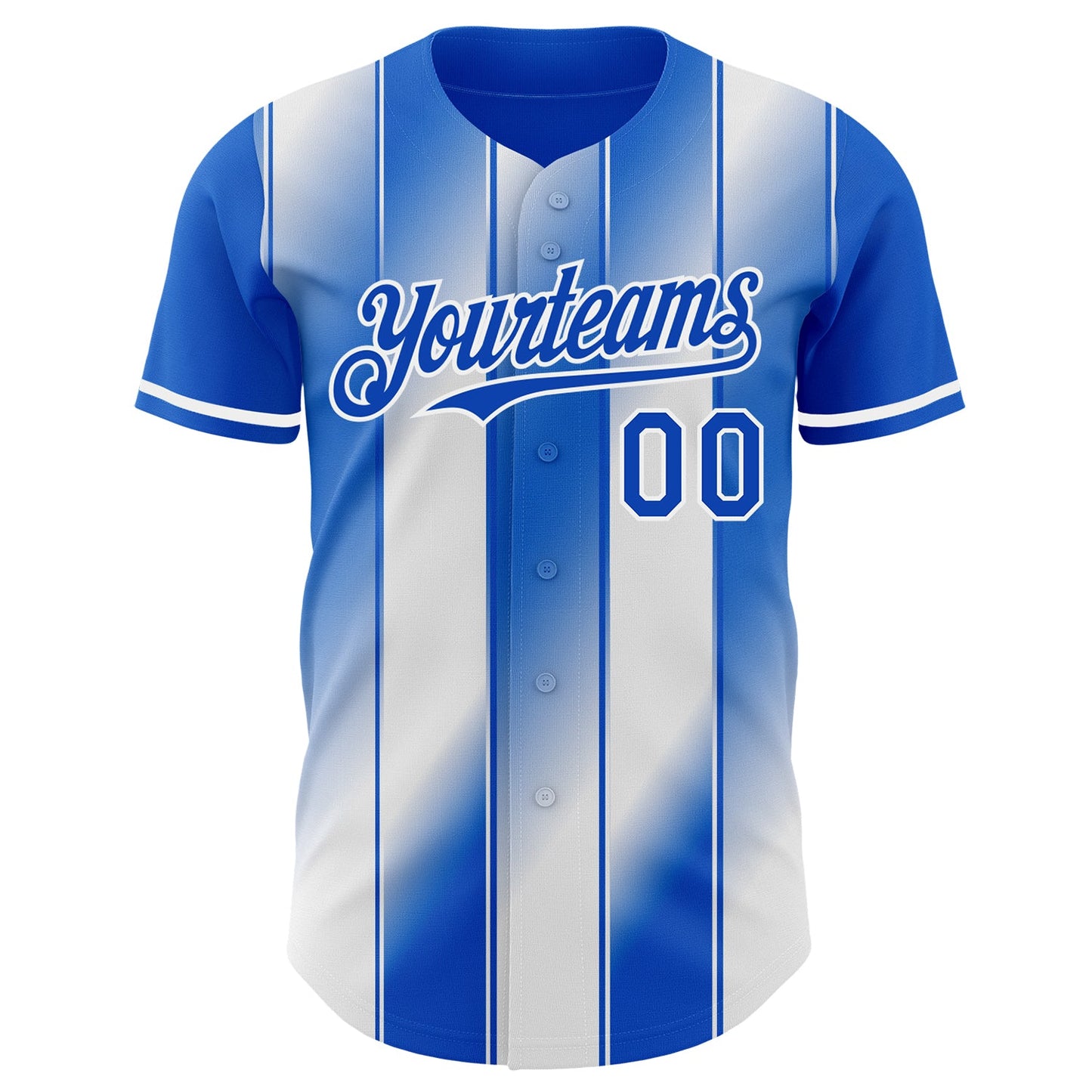 Custom Thunder Blue-White Gradient Classic Vertical Stripe Authentic Baseball Jersey view 2