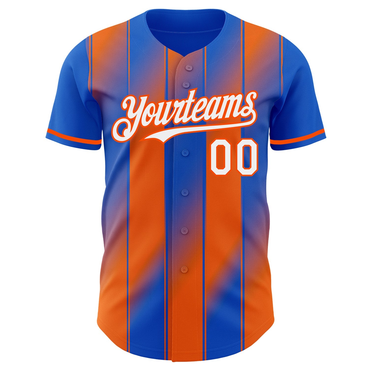 Custom Thunder Blue White-Orange Gradient Classic Vertical Stripe Authentic Baseball Jersey view 2