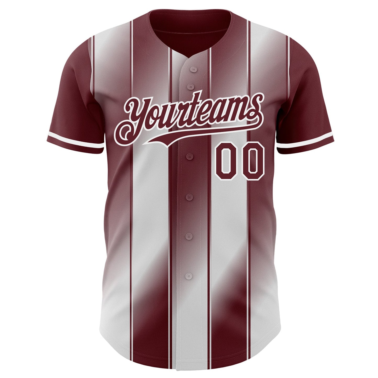 Custom Burgundy-White Gradient Classic Vertical Stripe Authentic Baseball Jersey view 2