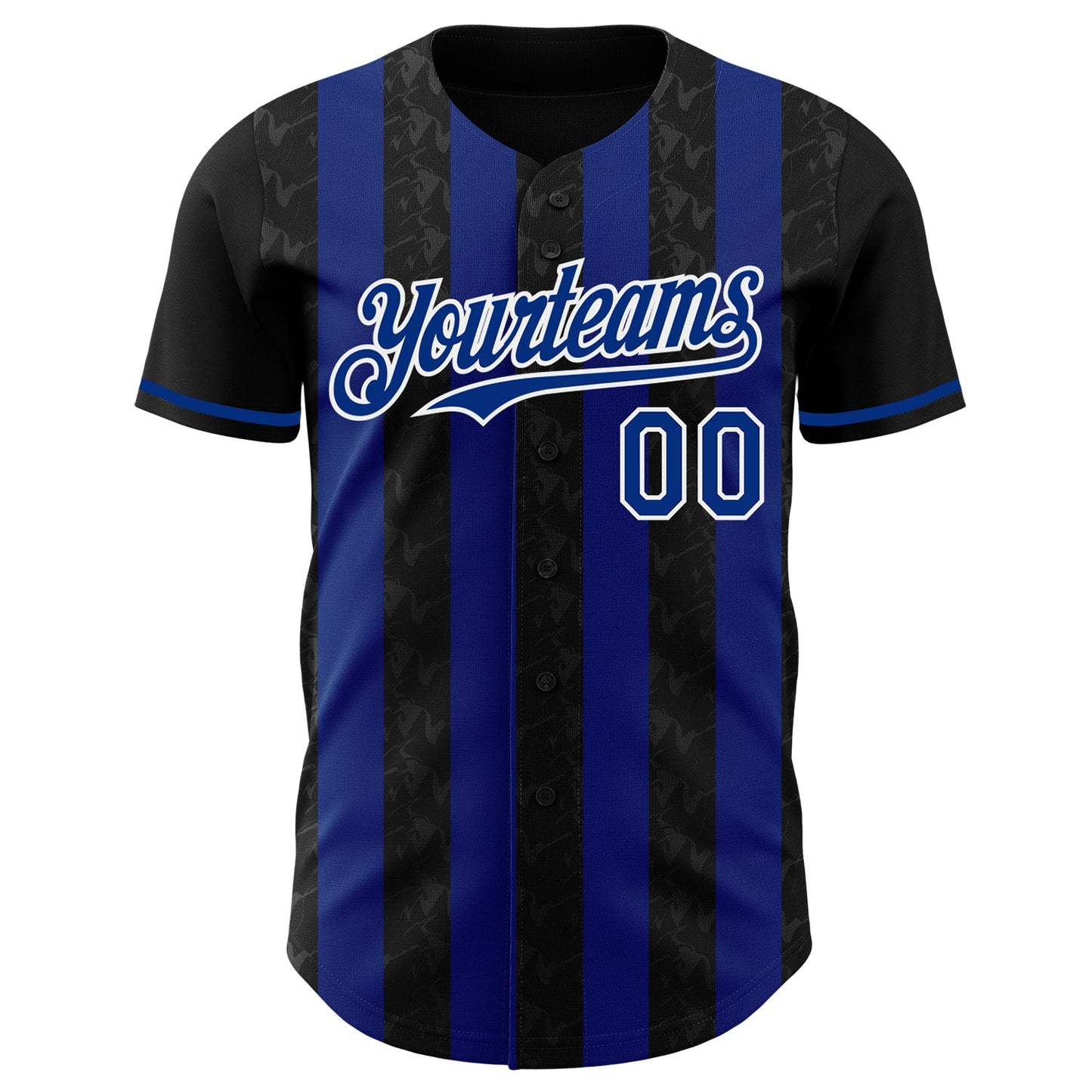 Custom Black Royal-White Classic Vertical Stripe Fluid Liquid Texture Authentic Baseball Jersey view 2