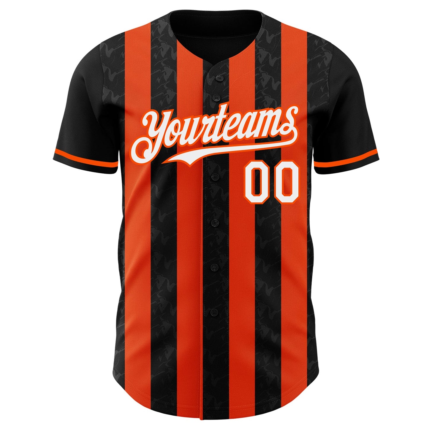 Custom Black White-Orange Classic Vertical Stripe Fluid Liquid Texture Authentic Baseball Jersey view 2
