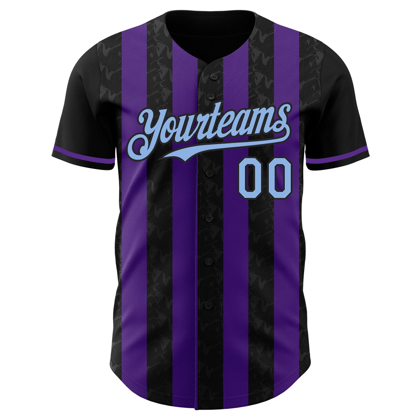 Custom Black Light Blue-Purple Classic Vertical Stripe Fluid Liquid Texture Authentic Baseball Jersey view 2