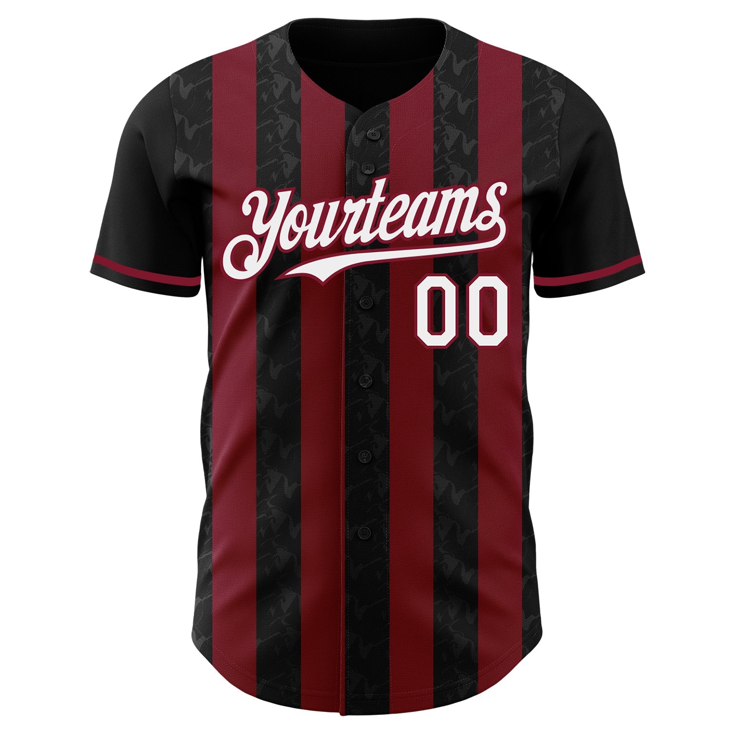 Custom Black White-Crimson Classic Vertical Stripe Fluid Liquid Texture Authentic Baseball Jersey view 2