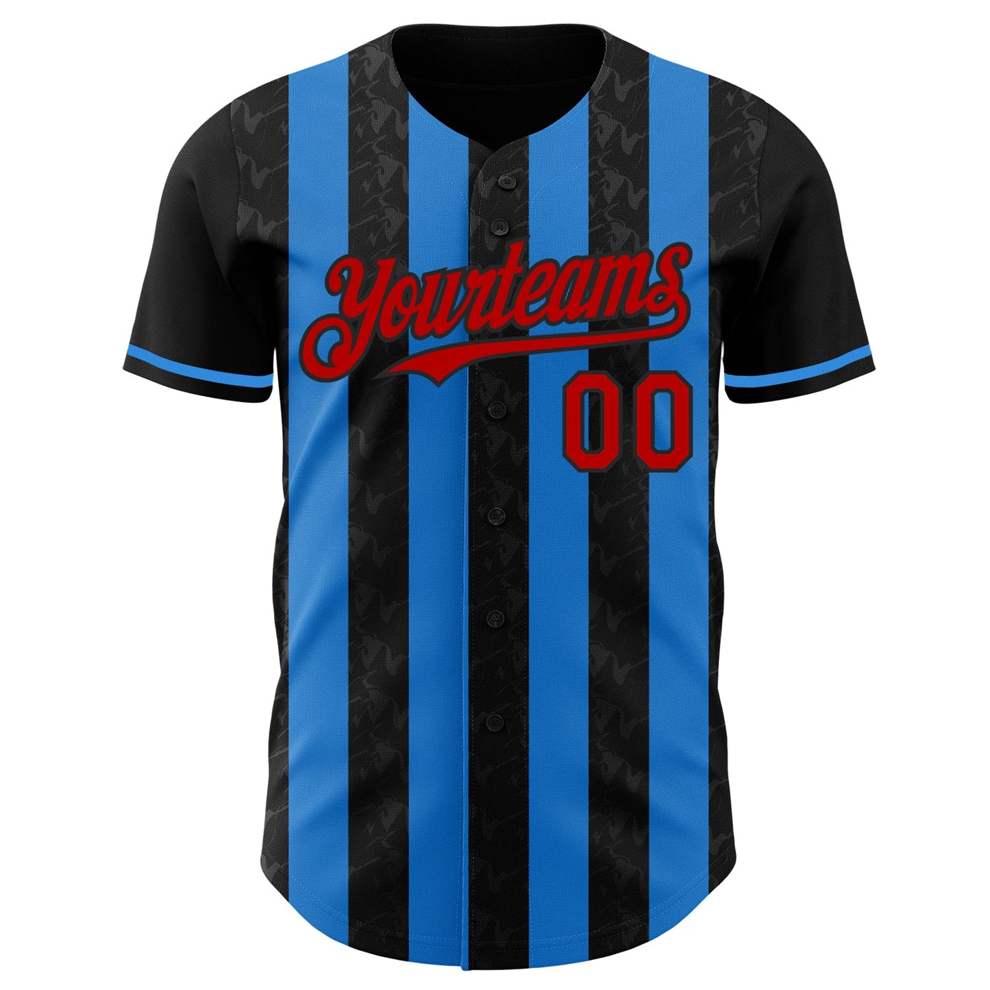 Custom Black Red-Electric Blue Classic Vertical Stripe Fluid Liquid Texture Authentic Baseball Jersey view 2