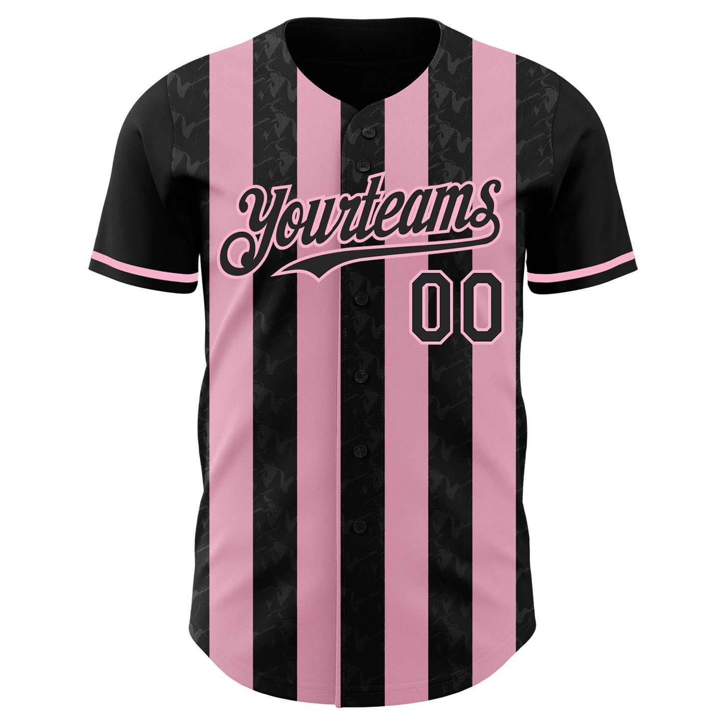 Custom Black-Light Pink Classic Vertical Stripe Fluid Liquid Texture Authentic Baseball Jersey view 2