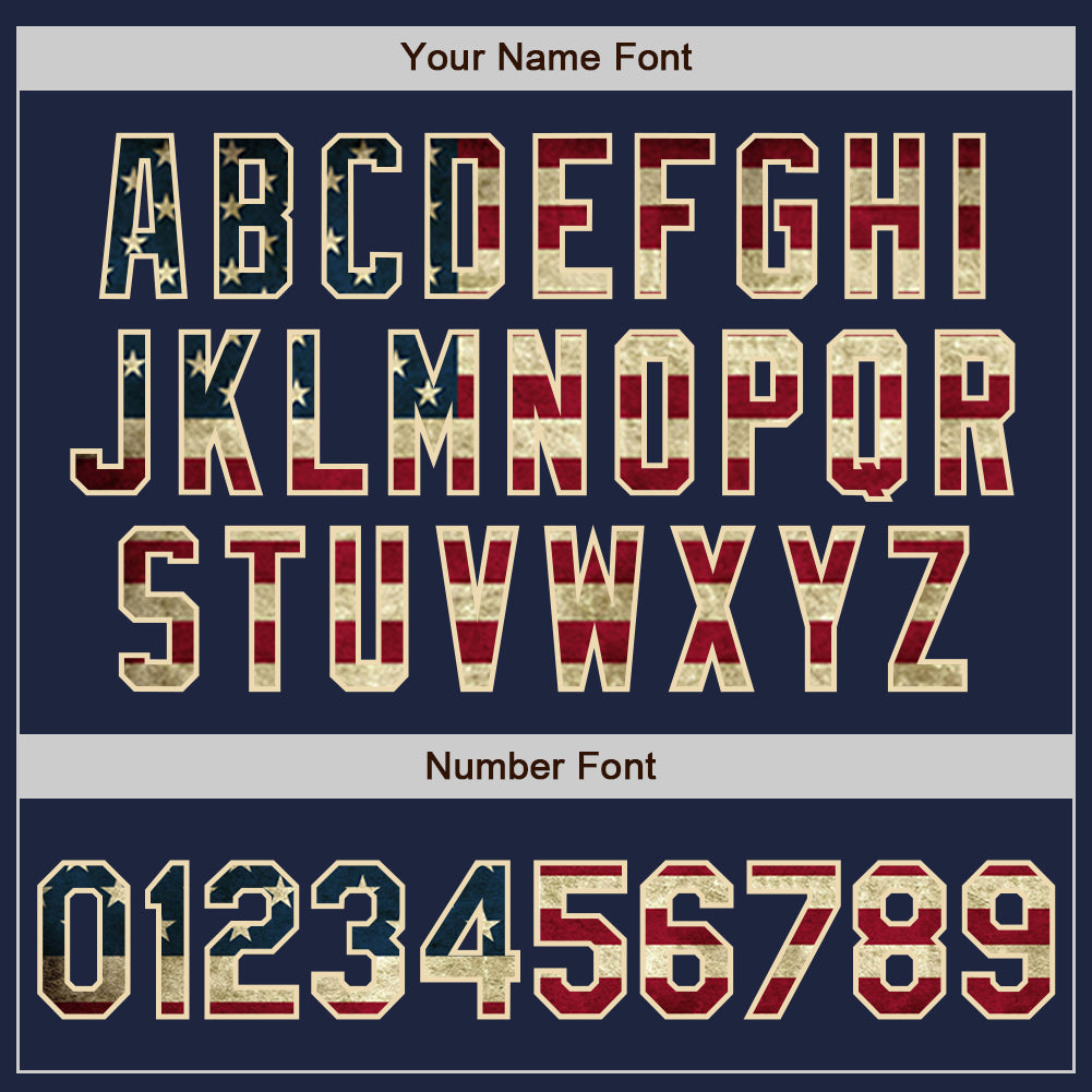 Custom Navy Vintage USA Flag Cream-Cream Classic Vertical Stripe Fluid Liquid Texture Authentic Baseball Jersey view 5