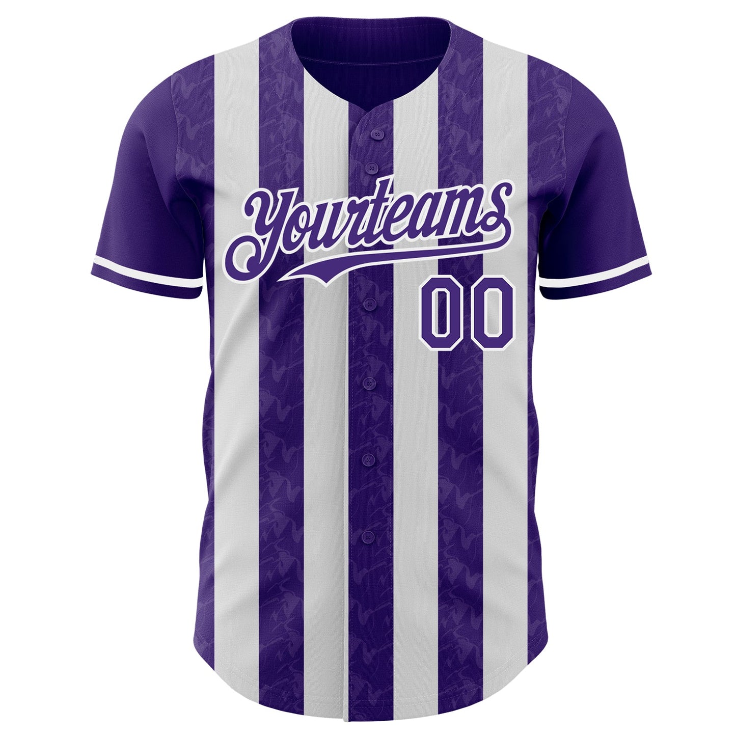Custom Purple-White Classic Vertical Stripe Fluid Liquid Texture Authentic Baseball Jersey view 2