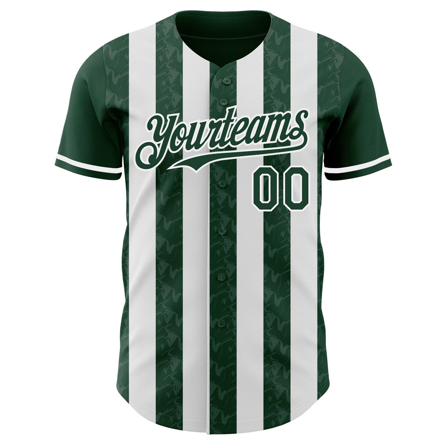 Custom Green-White Classic Vertical Stripe Fluid Liquid Texture Authentic Baseball Jersey view 2