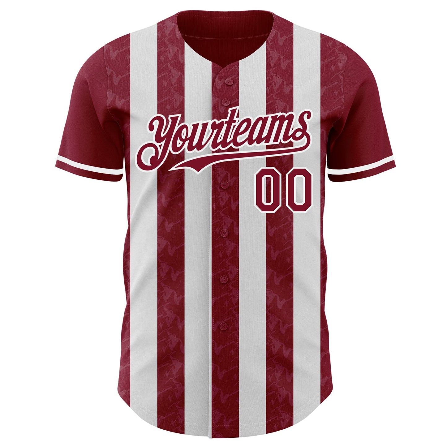 Custom Crimson-White Classic Vertical Stripe Fluid Liquid Texture Authentic Baseball Jersey view 2