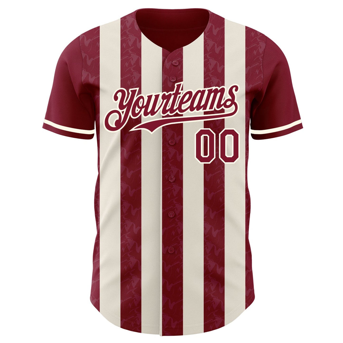 Custom Crimson Cream-Cream Classic Vertical Stripe Fluid Liquid Texture Authentic Baseball Jersey view 2