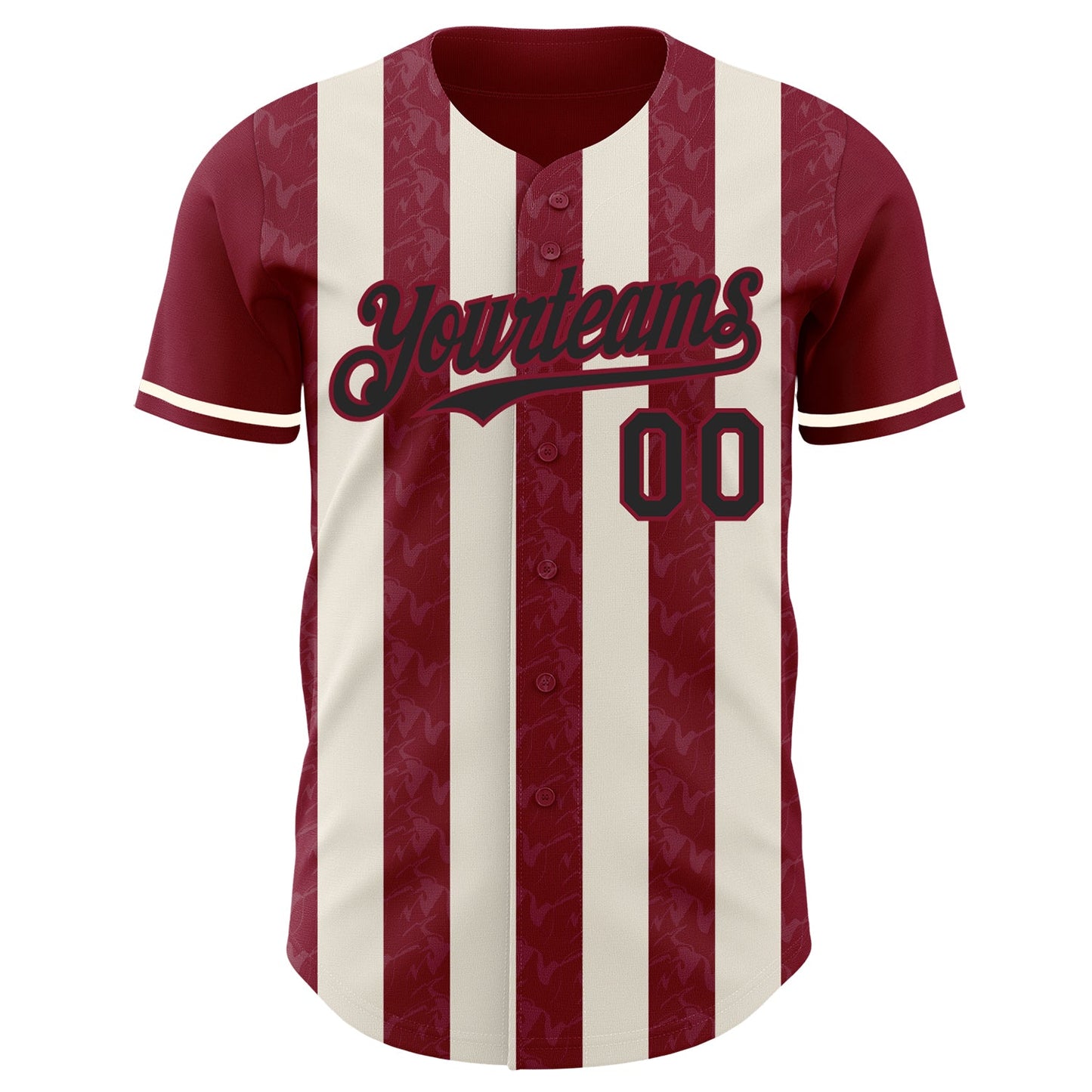 Custom Crimson Black-Cream Classic Vertical Stripe Fluid Liquid Texture Authentic Baseball Jersey view 2
