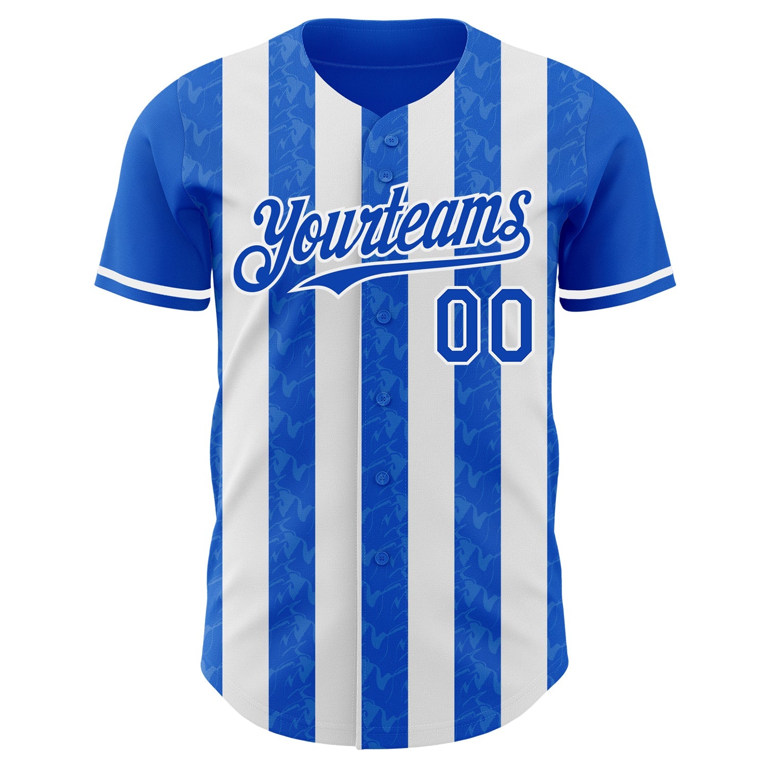 Custom Thunder Blue-White Classic Vertical Stripe Fluid Liquid Texture Authentic Baseball Jersey view 2
