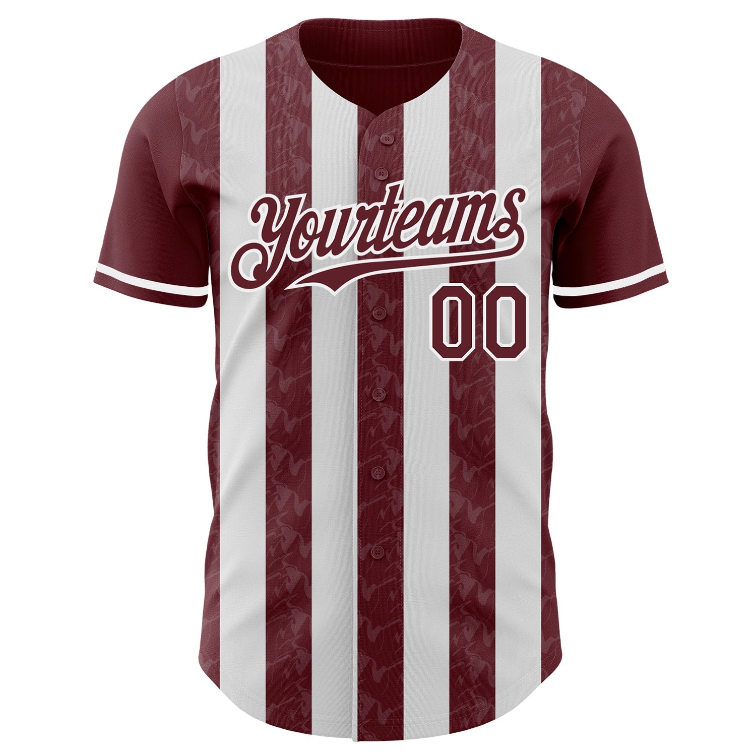 Custom Burgundy-White Classic Vertical Stripe Fluid Liquid Texture Authentic Baseball Jersey view 2