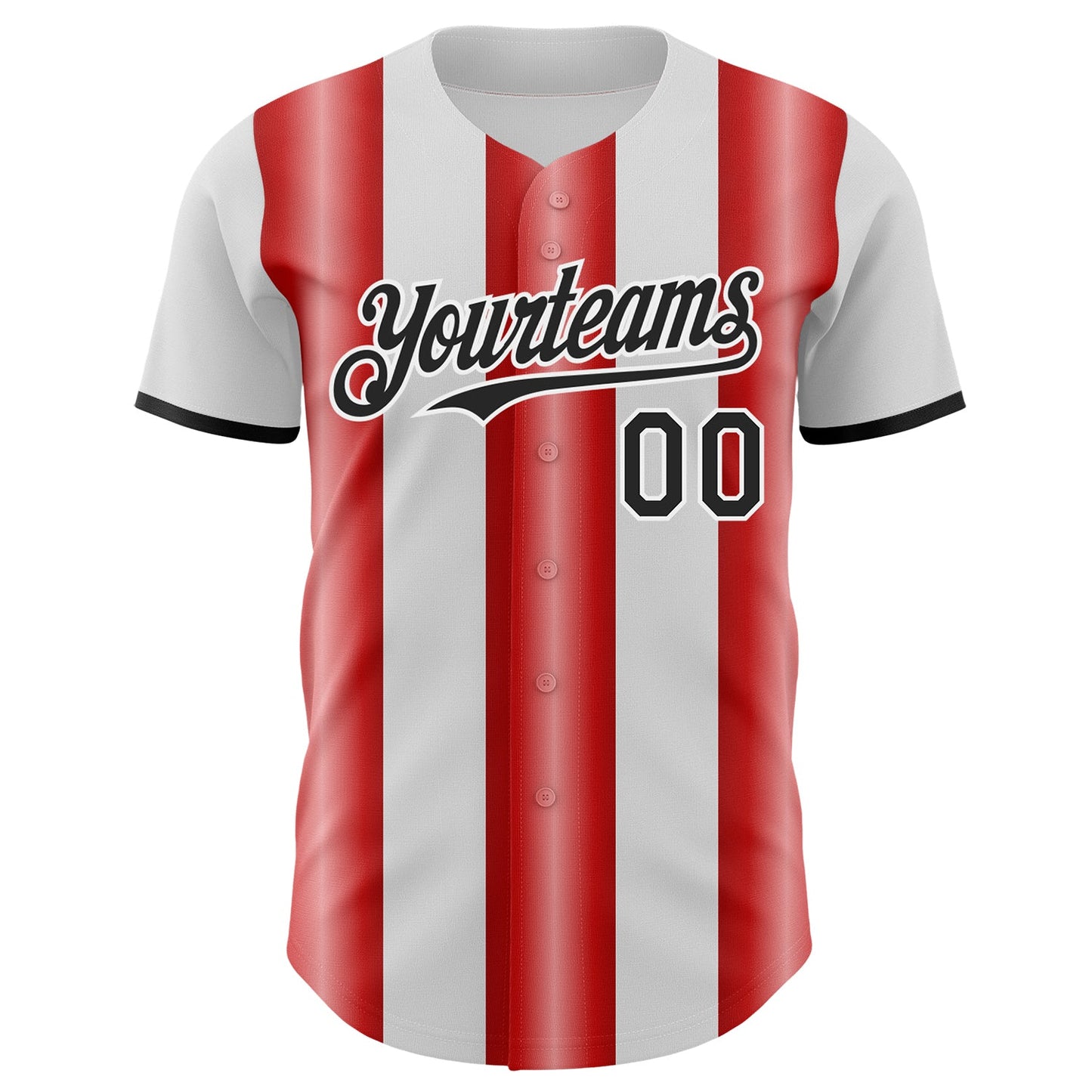 Custom White Black-Red Gradient Vertical Stripe Argentina Style Authentic Baseball Jersey view 2