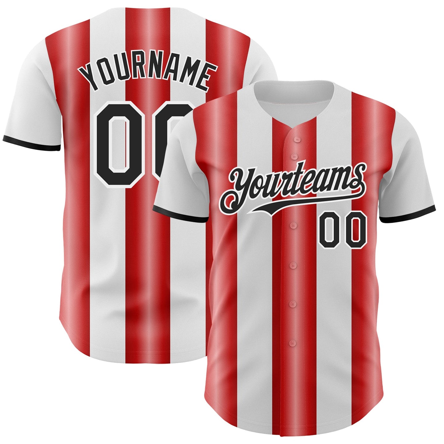 Custom White Black-Red Gradient Vertical Stripe Argentina Style Authentic Baseball Jersey - Main View