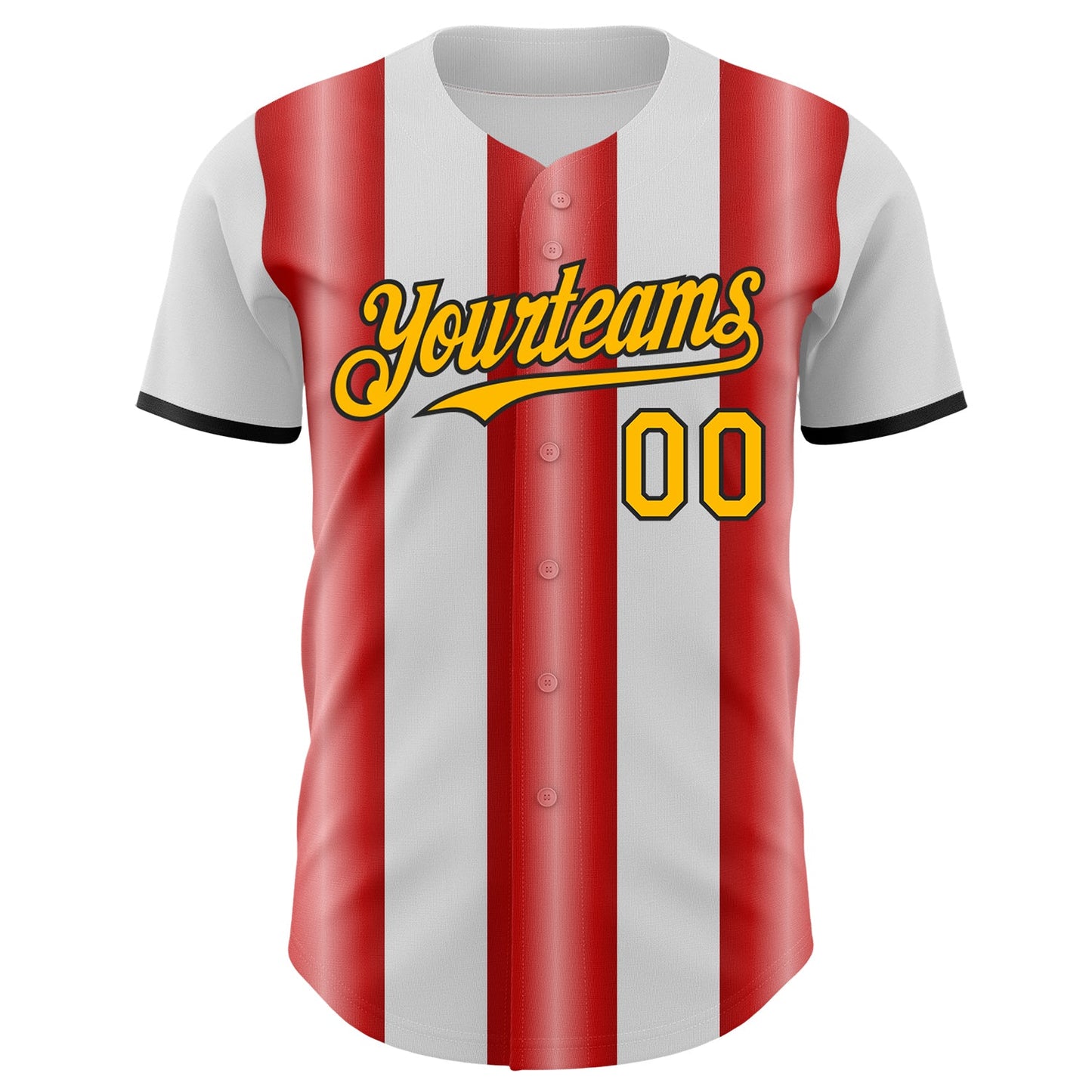 Custom White Gold Red-Black Gradient Vertical Stripe Argentina Style Authentic Baseball Jersey view 2