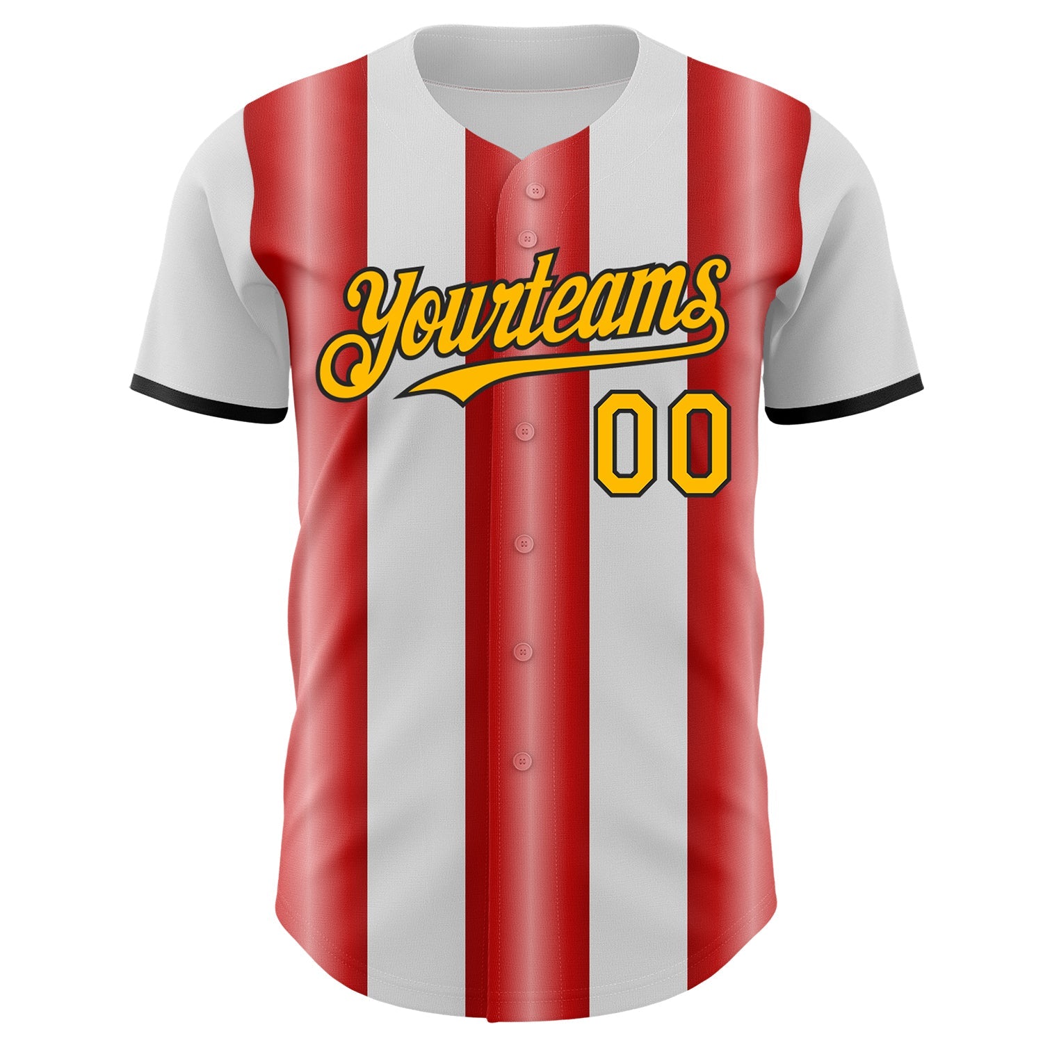 Custom White Gold Red-Black Gradient Vertical Stripe Argentina Style Authentic Baseball Jersey view 2