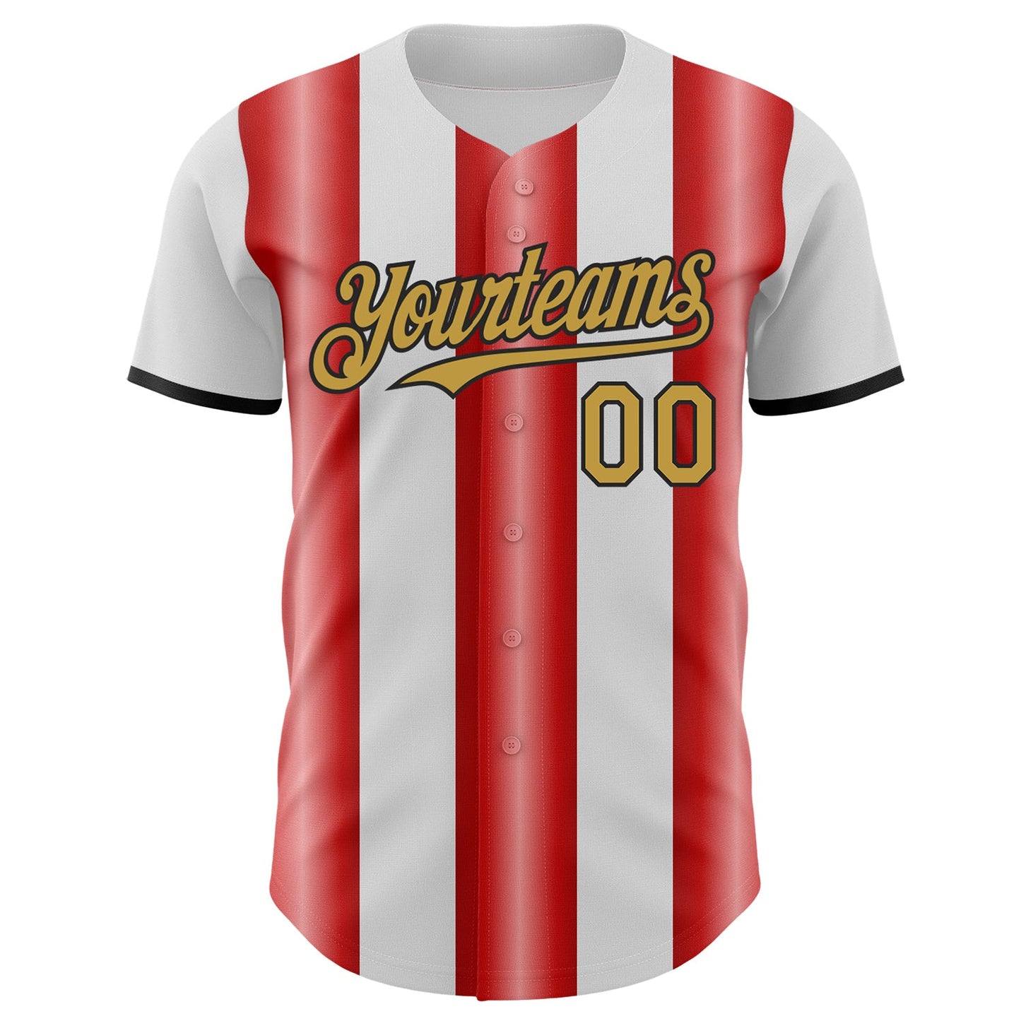 Custom White Old Gold Red-Black Gradient Vertical Stripe Argentina Style Authentic Baseball Jersey view 2