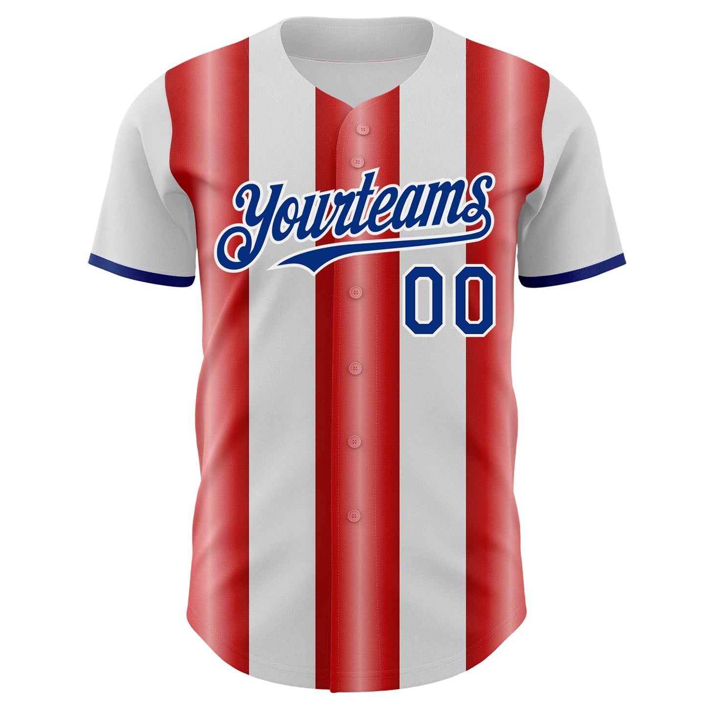 Custom White Royal-Red Gradient Vertical Stripe Argentina Style Authentic Baseball Jersey view 2