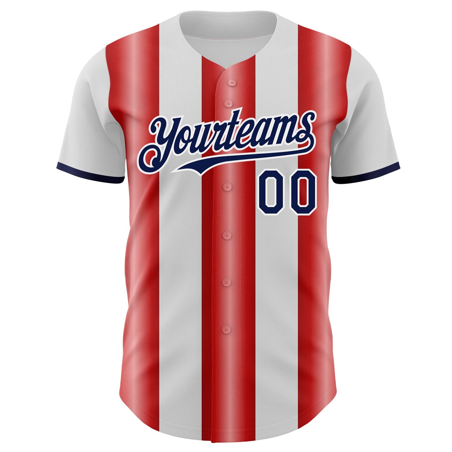 Custom White Navy-Red Gradient Vertical Stripe Argentina Style Authentic Baseball Jersey view 2