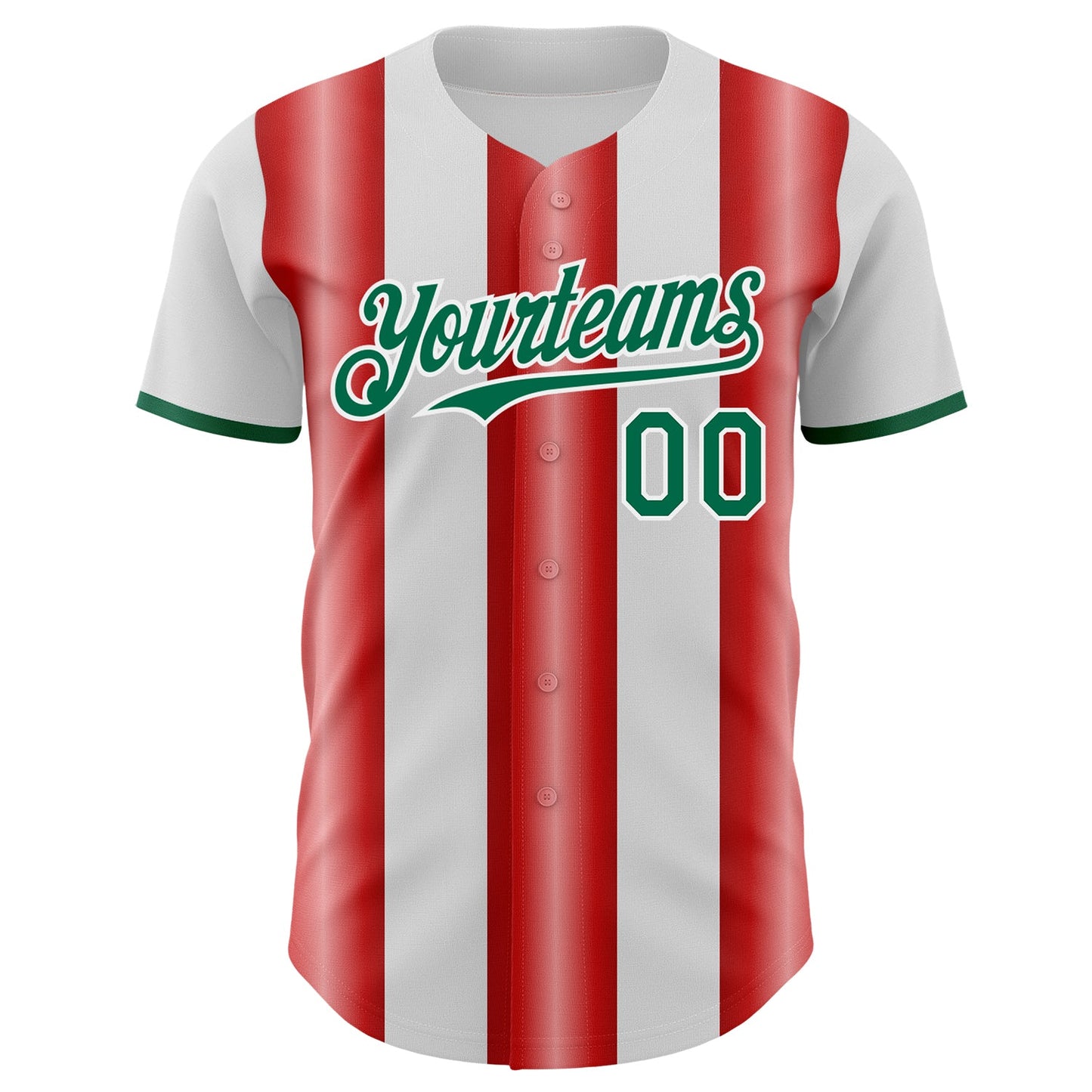 Custom White Kelly Green-Red Gradient Vertical Stripe Argentina Style Authentic Baseball Jersey view 2