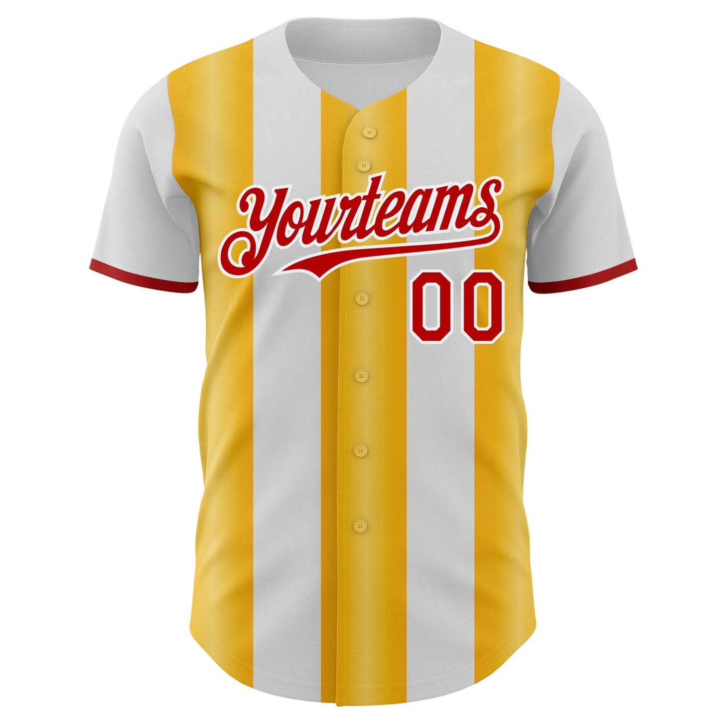 Custom White Red-Gold Gradient Vertical Stripe Argentina Style Authentic Baseball Jersey view 2