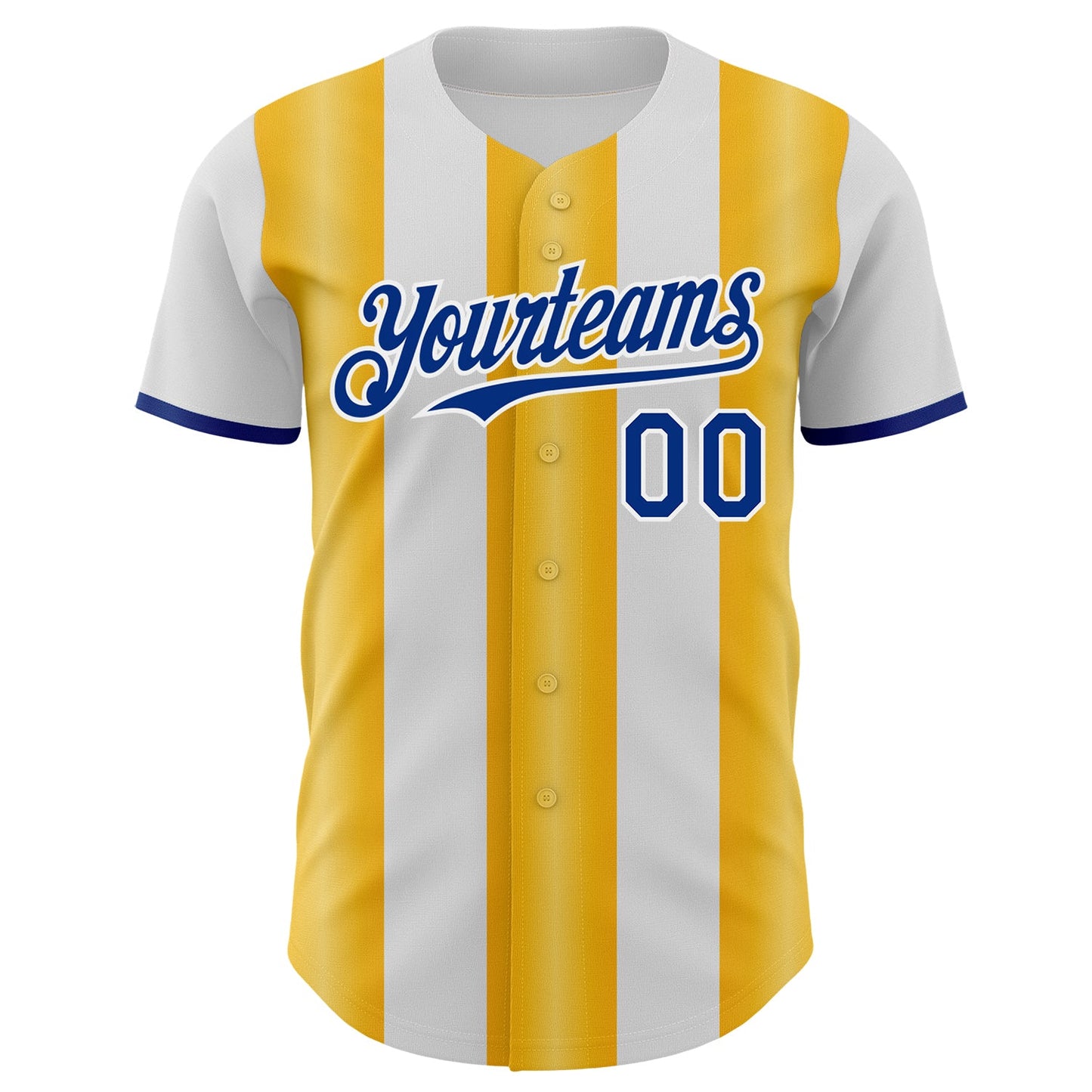 Custom White Royal-Gold Gradient Vertical Stripe Argentina Style Authentic Baseball Jersey view 2