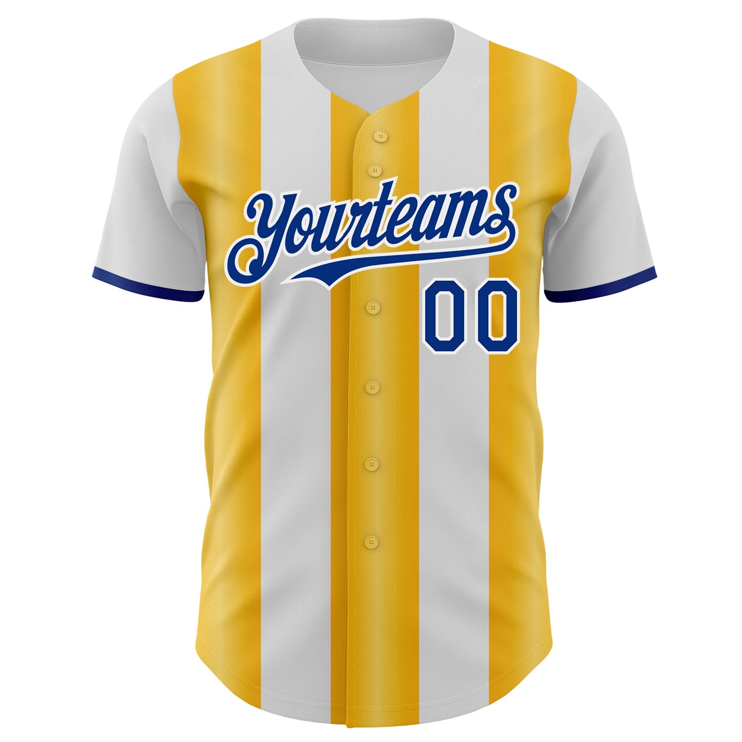 Custom White Royal-Gold Gradient Vertical Stripe Argentina Style Authentic Baseball Jersey view 2