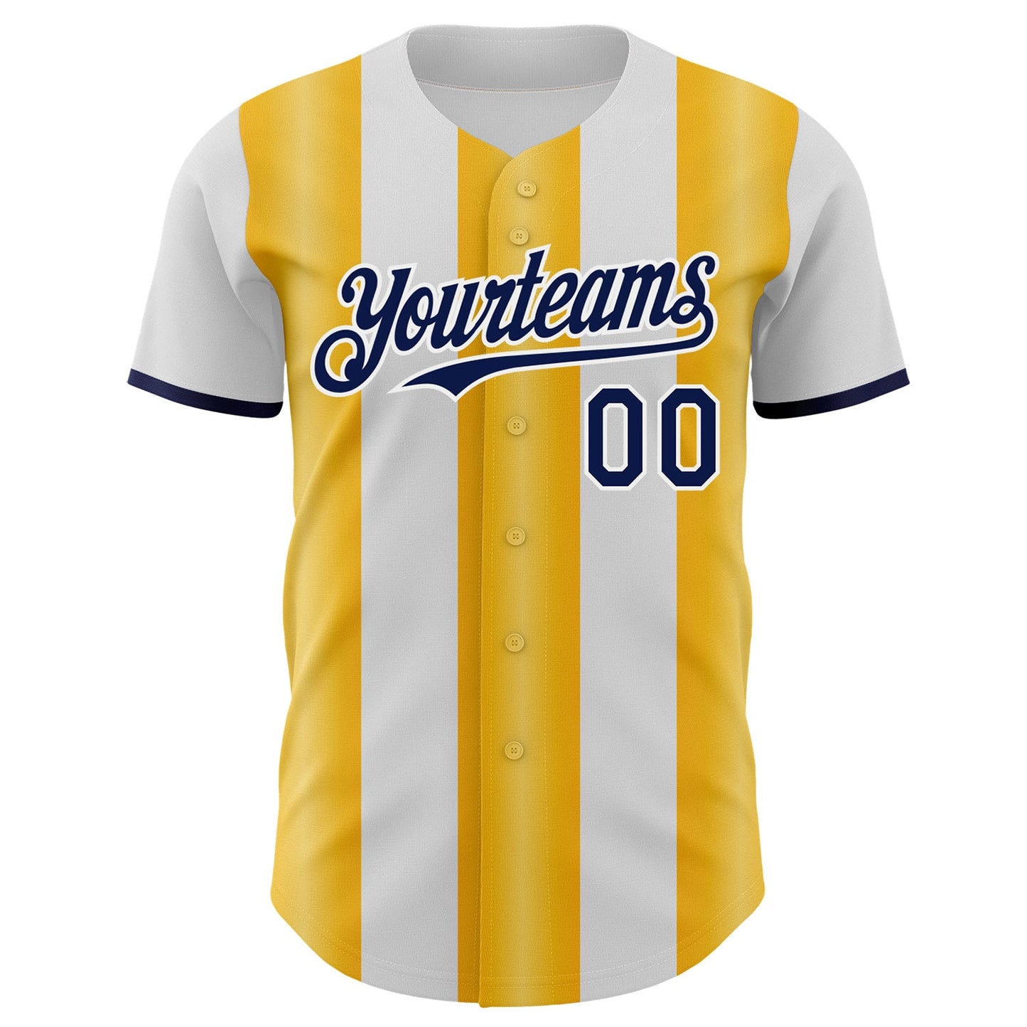 Custom White Navy-Gold Gradient Vertical Stripe Argentina Style Authentic Baseball Jersey view 2