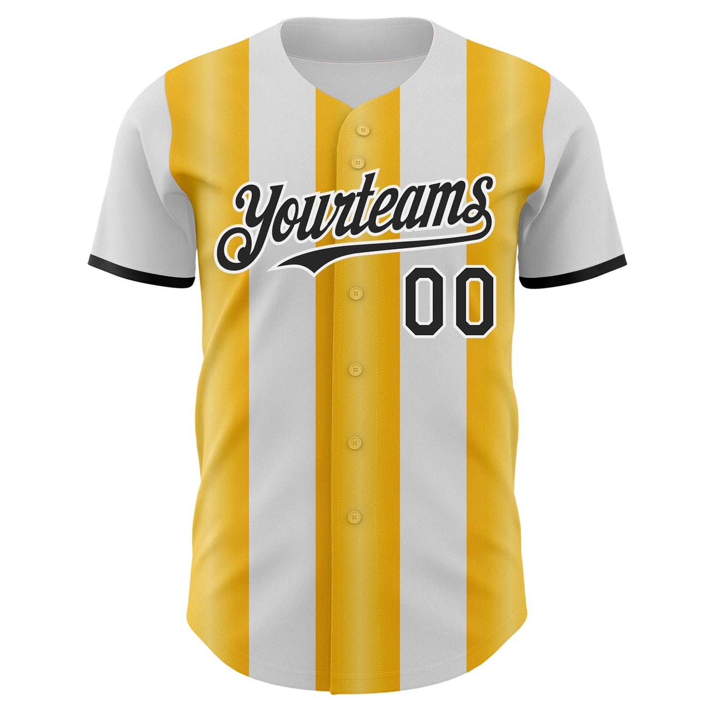 Custom White Black-Gold Gradient Vertical Stripe Argentina Style Authentic Baseball Jersey view 2