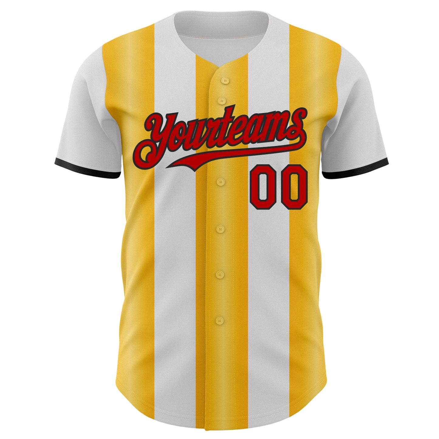 Custom White Red Gold-Black Gradient Vertical Stripe Argentina Style Authentic Baseball Jersey view 2