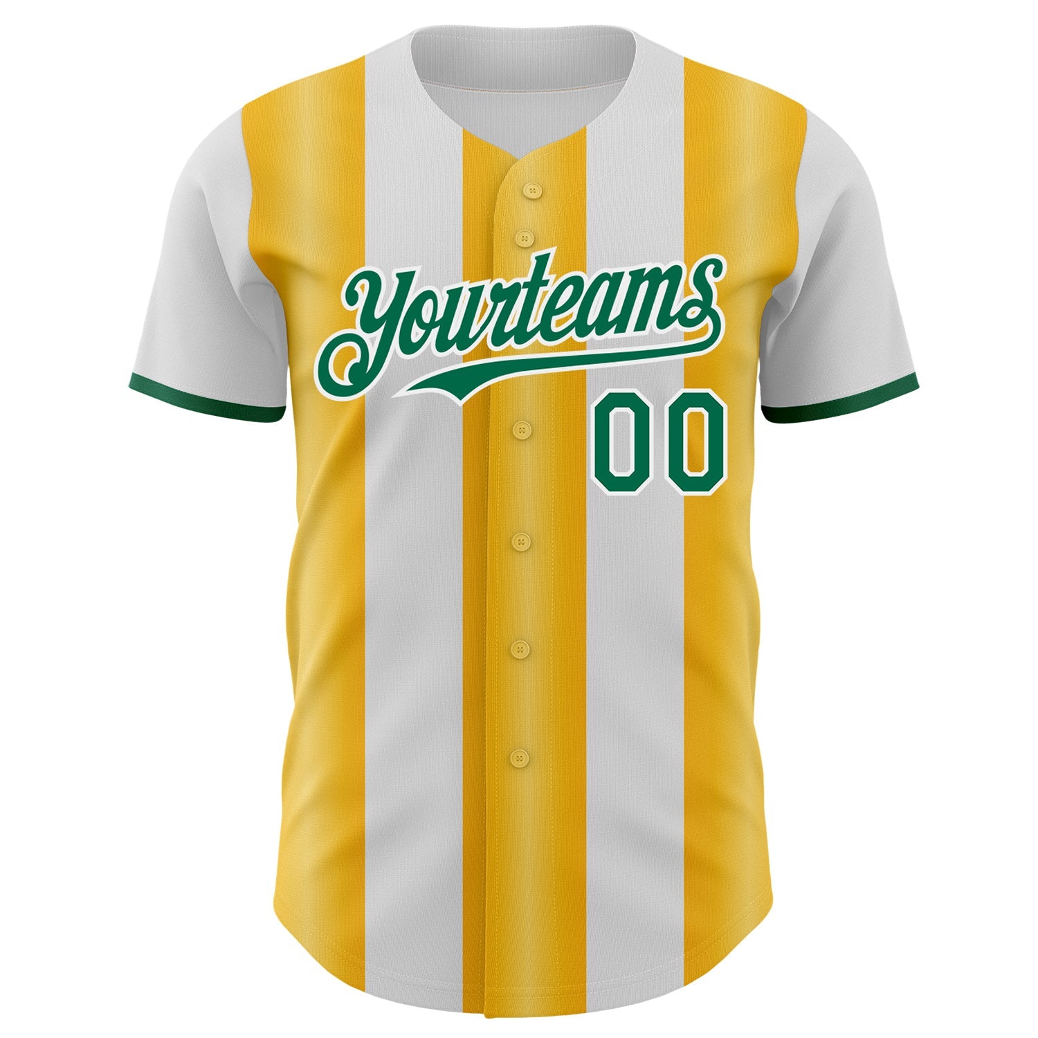 Custom White Kelly Green-Gold Gradient Vertical Stripe Argentina Style Authentic Baseball Jersey view 2