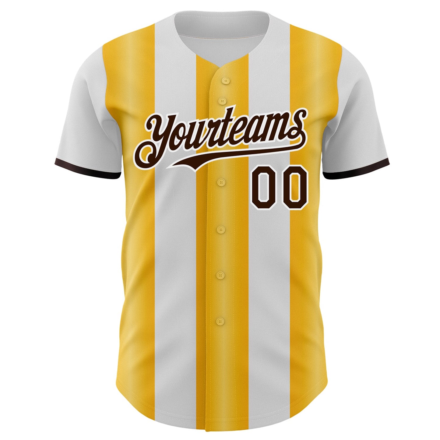 Custom White Brown-Gold Gradient Vertical Stripe Argentina Style Authentic Baseball Jersey view 2