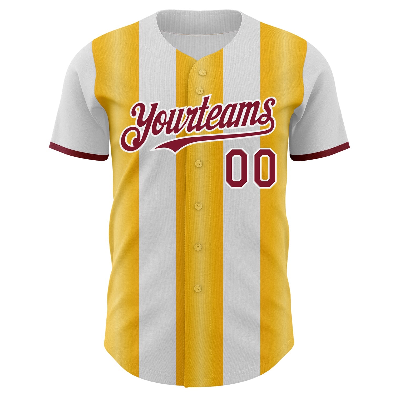 Custom White Crimson-Gold Gradient Vertical Stripe Argentina Style Authentic Baseball Jersey view 2