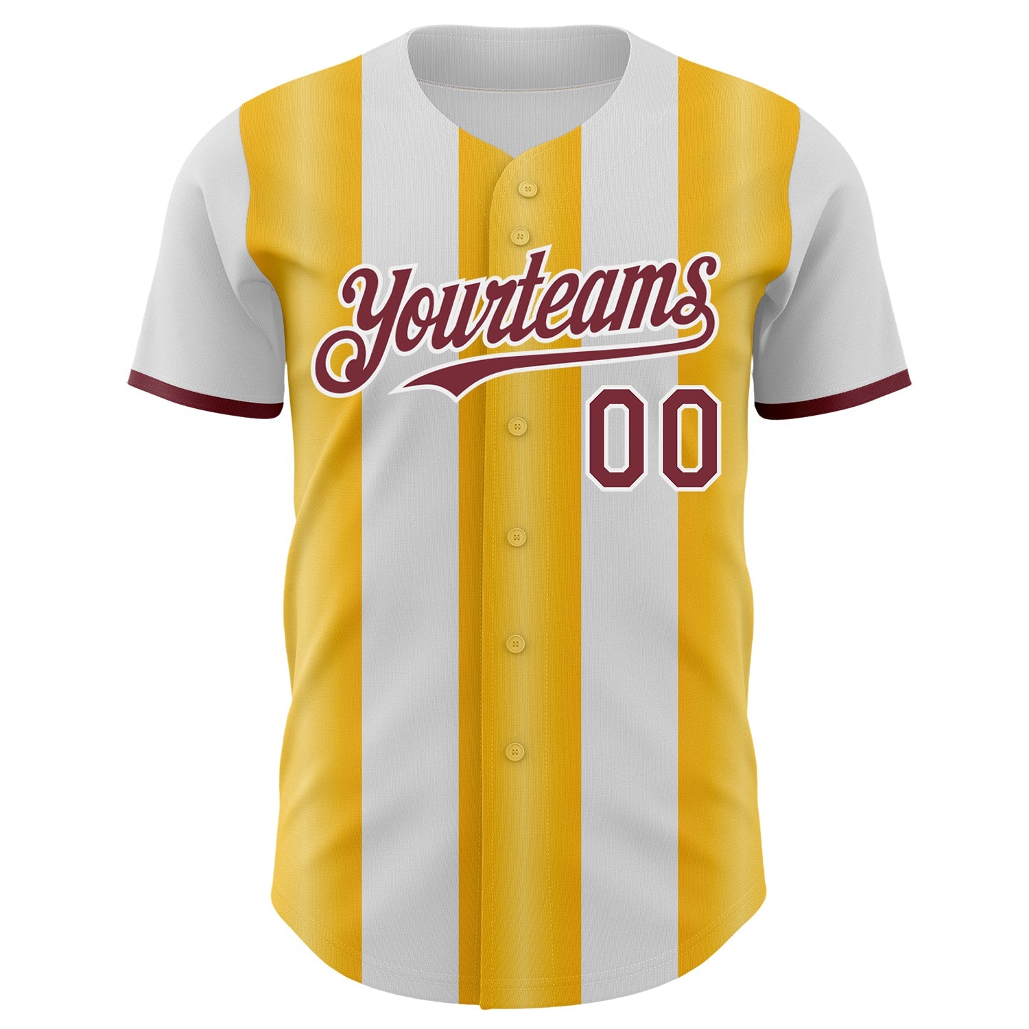 Custom White Burgundy-Gold Gradient Vertical Stripe Argentina Style Authentic Baseball Jersey view 2