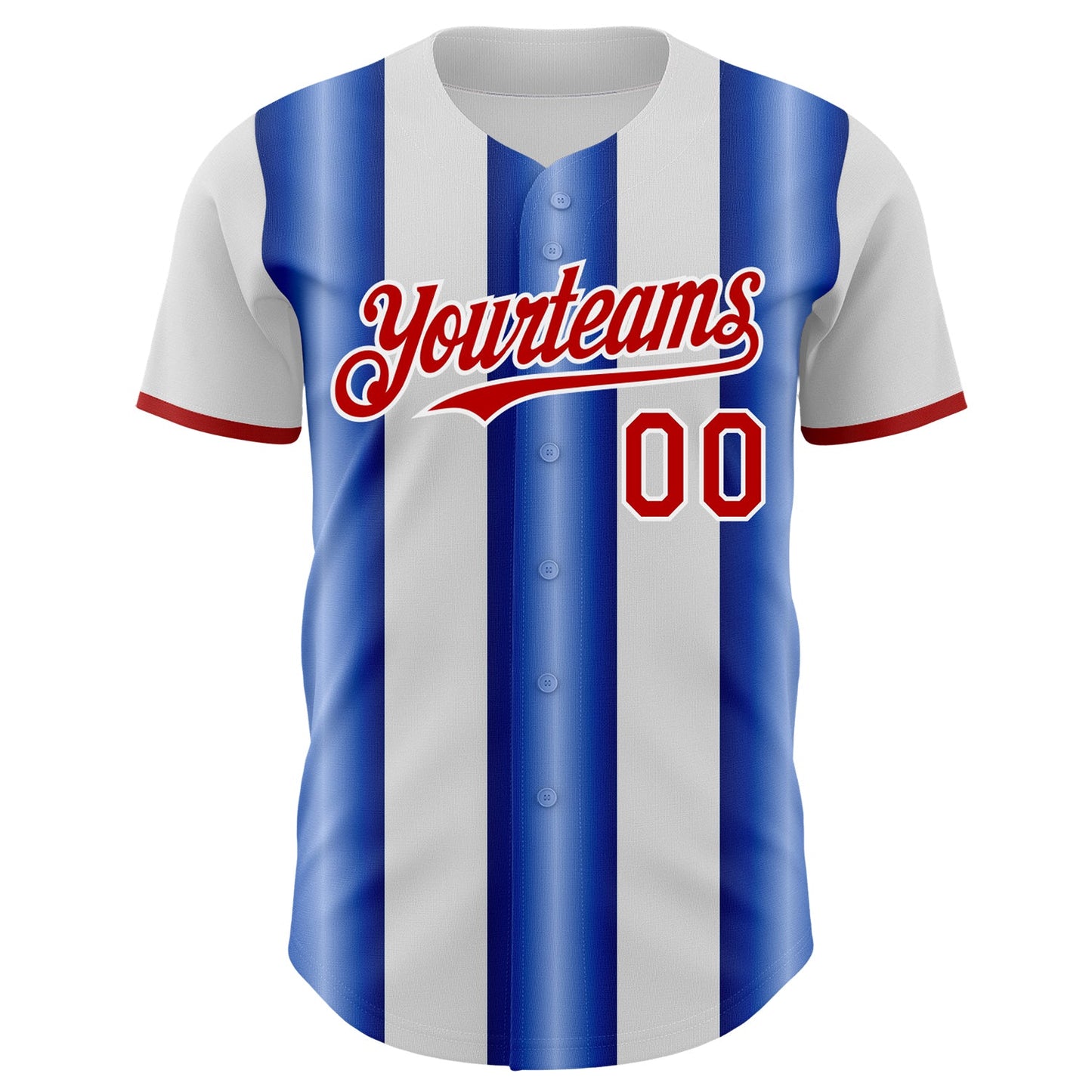 Custom White Red-Royal Gradient Vertical Stripe Argentina Style Authentic Baseball Jersey view 2