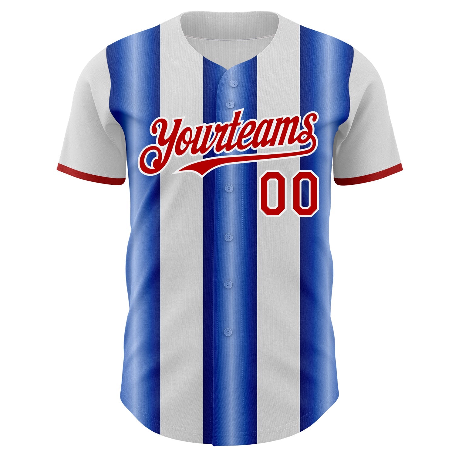 Custom White Red-Royal Gradient Vertical Stripe Argentina Style Authentic Baseball Jersey view 2