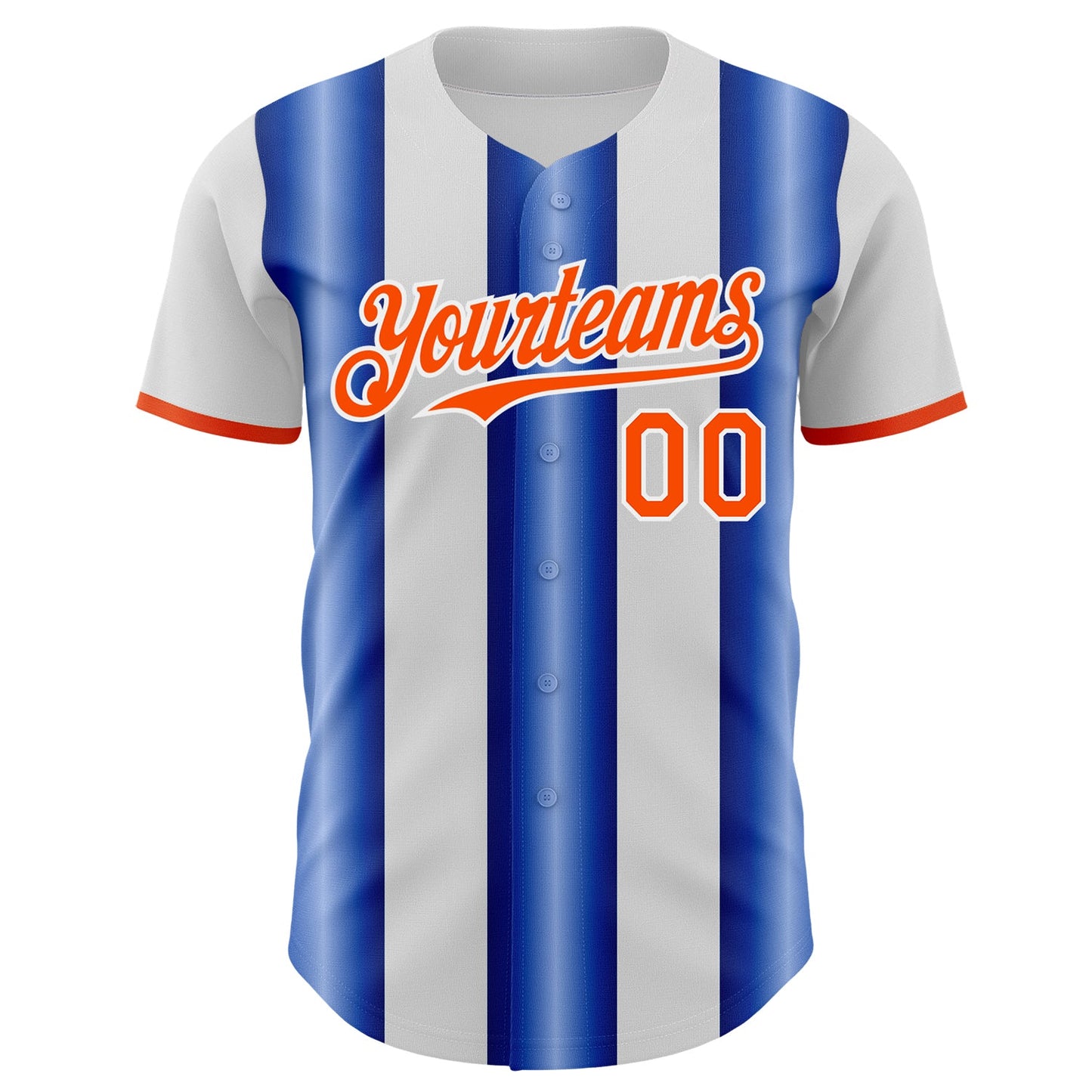 Custom White Orange-Royal Gradient Vertical Stripe Argentina Style Authentic Baseball Jersey view 2